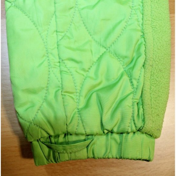 LL BEAN Jacket Unisex Kids sz Large 14-16 Lime Green Quilted Fleece Pockets - Picture 6 of 12